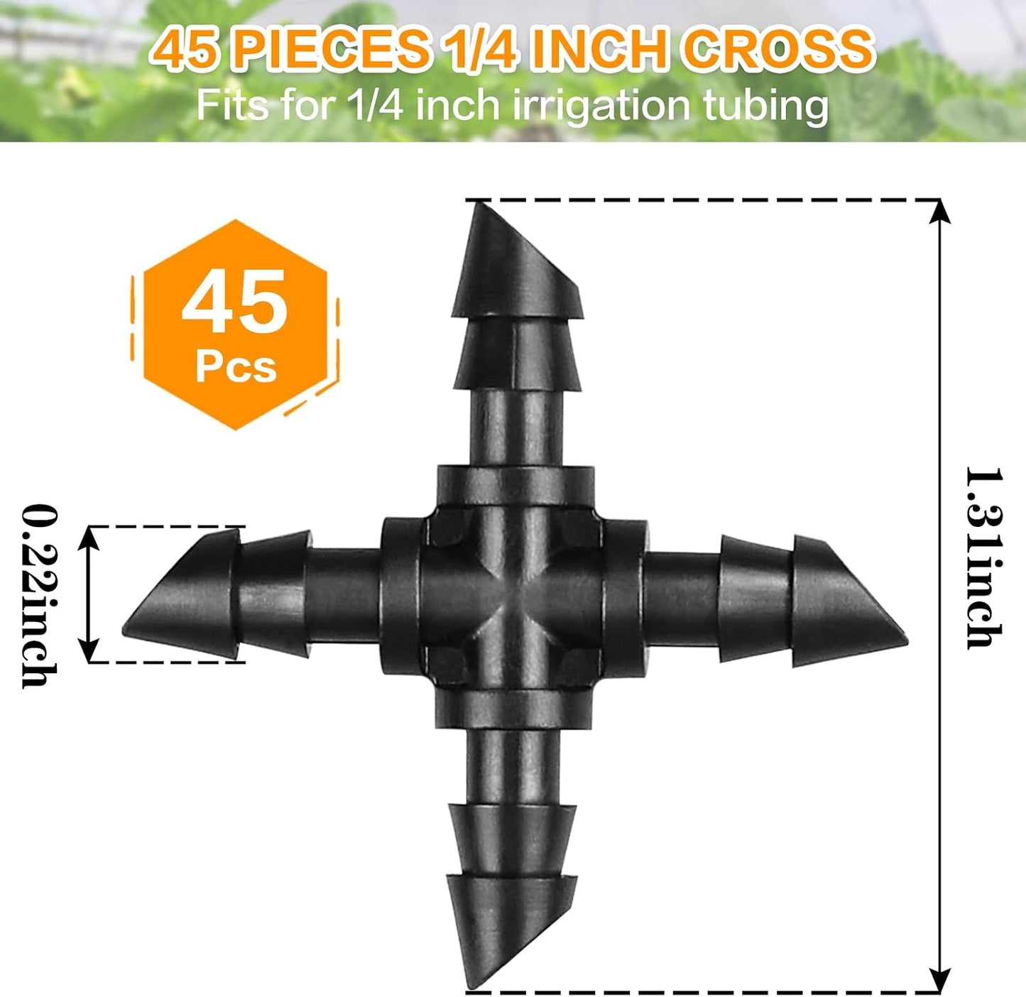 Accesorios riego cruzado 45 pzas púas 4 vías 1/4"