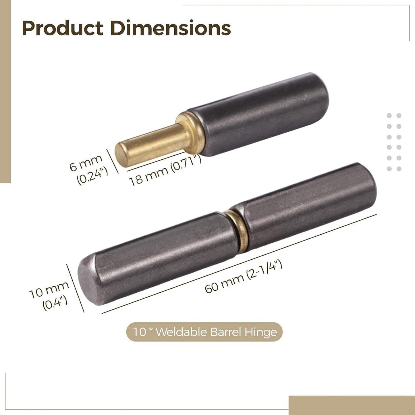 10 Bisagras Soldables 2-1/4pulg Metal Resistente Puertas Batientes