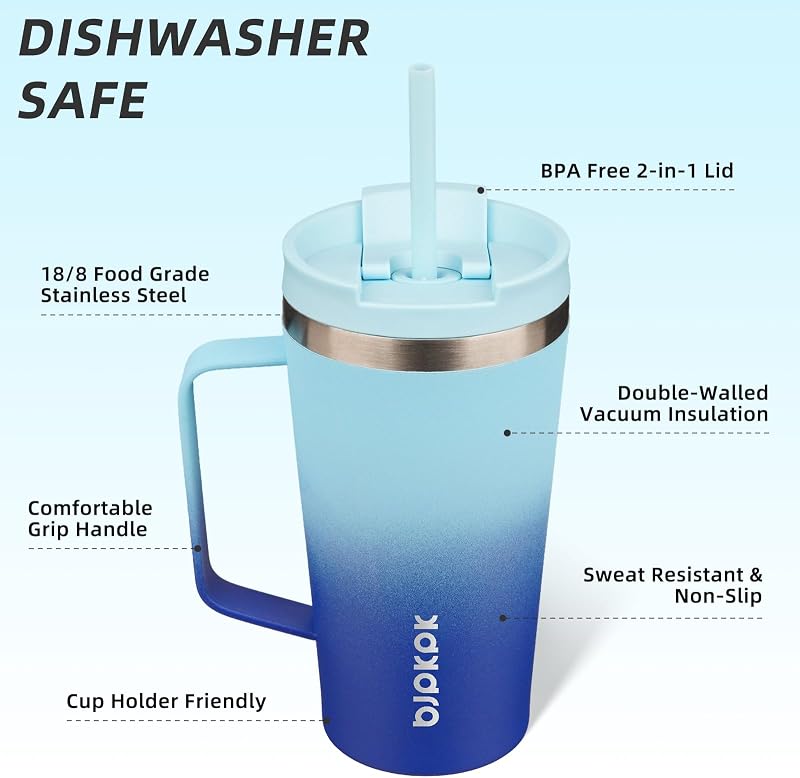 Vaso térmico acero inox con tapa pajilla 18oz diseño Sky