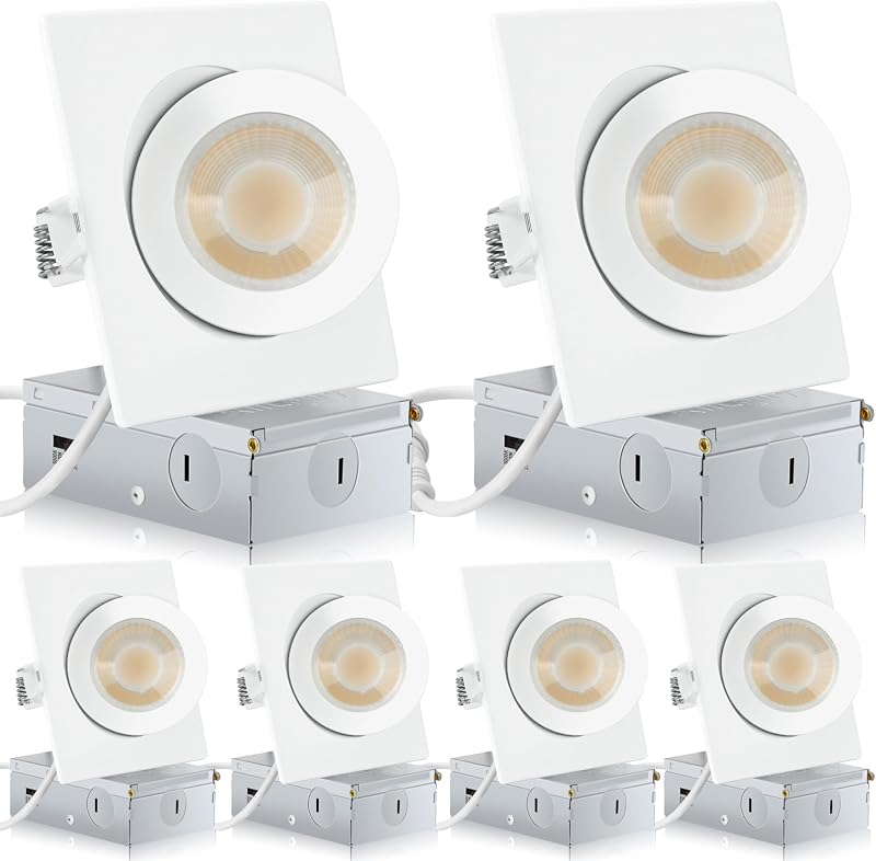 Iluminación empotrada cuadrada 4" set 6 ajustable 5 colores