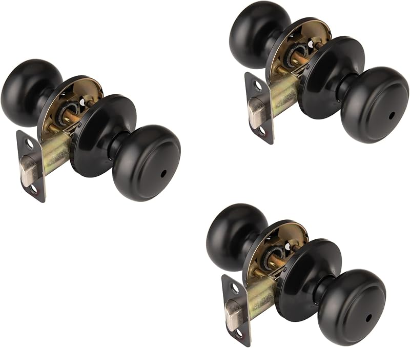 3 Manijas Puerta Negro Mate Cerradura Interior Estilo
