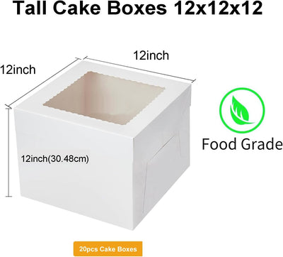 20 Cajas Pasteles 12x12pulg Con Ventana Para Bodas Y Cumpleaños