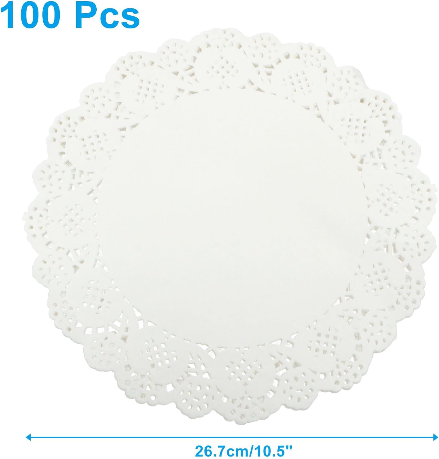 100 Manteles Redondos Papel Encaje Blanco 10.5pulg