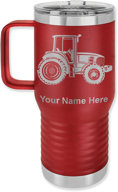 Taza viaje aislada vacío 20oz asa grabado personalizado granate
