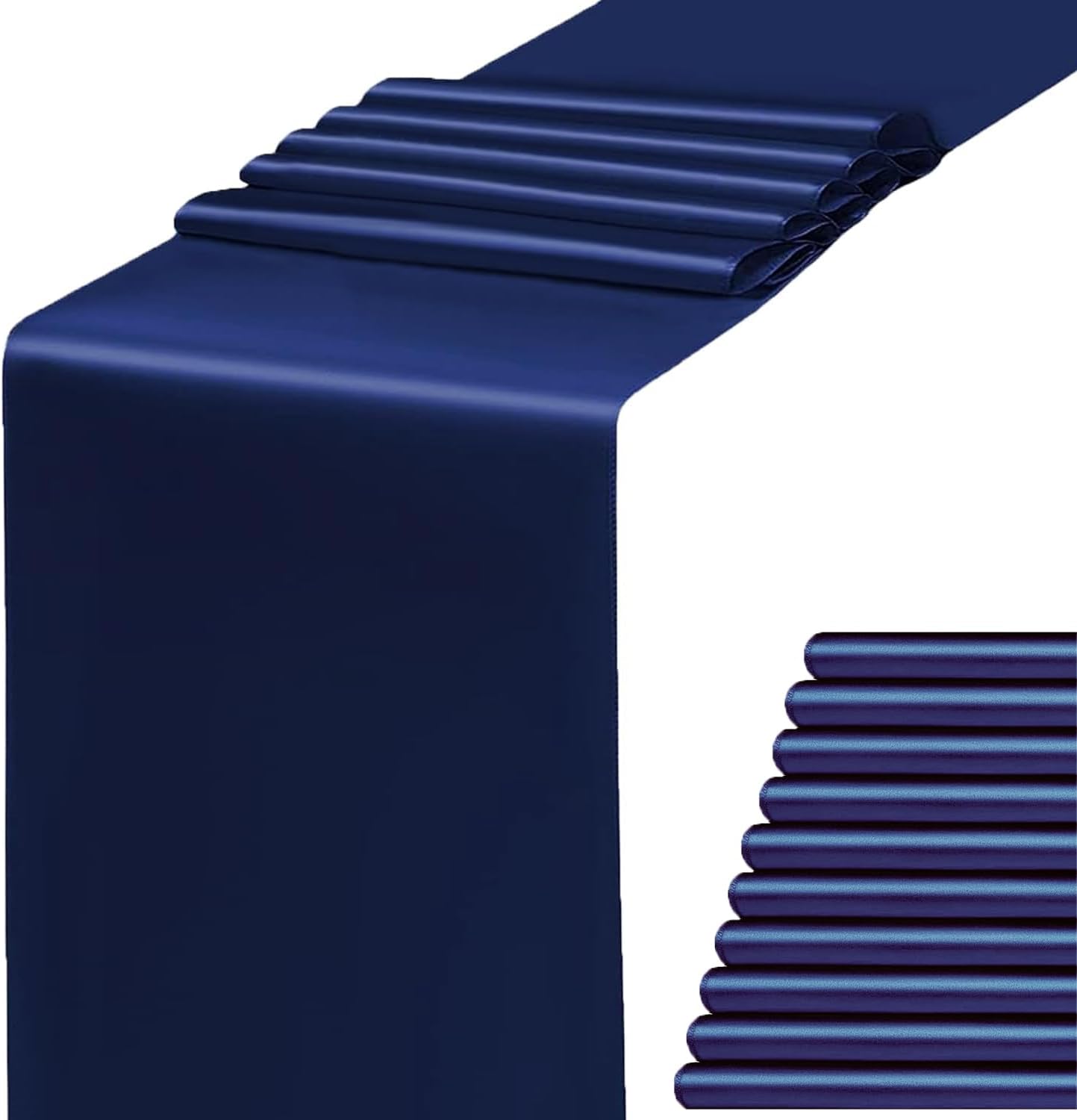 Camino mesa azul satinado 12x108pulg set 10 para fiestas