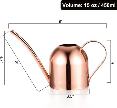 Regadera acero inox 15oz boquilla larga para plantas exteriores