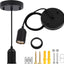Kit lámpara colgante E26 cerámica tela ajustable estilo industrial
