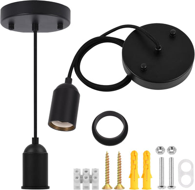 Kit lámpara colgante E26 cerámica tela ajustable estilo industrial