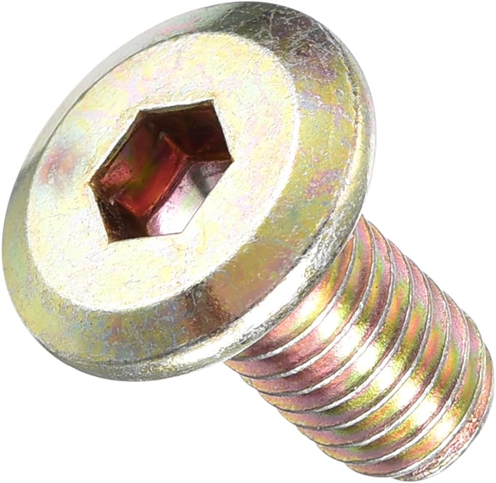 Tornillos Allen M6-1x12 10 Pzas Acero para Muebles Amarillo