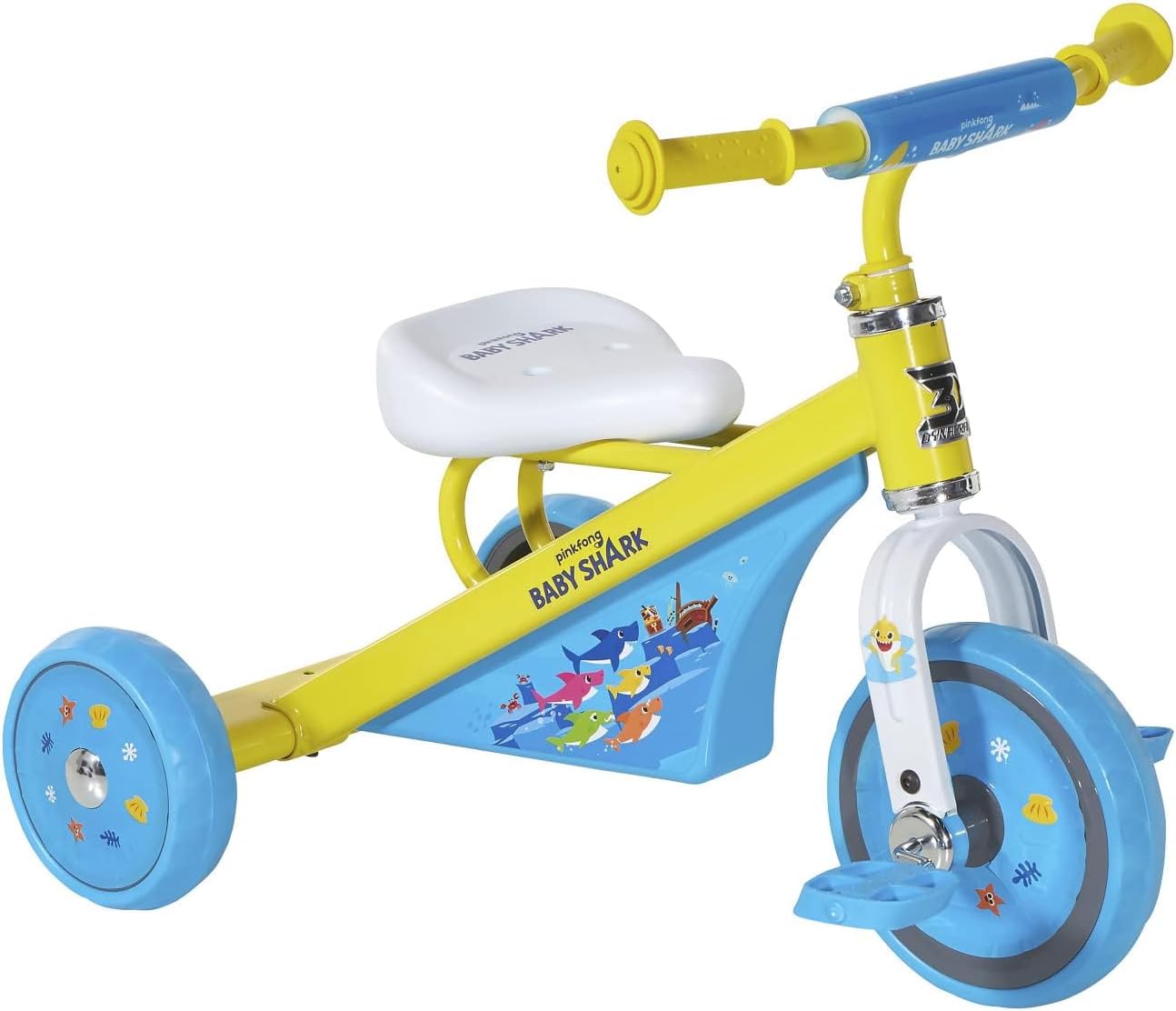 Triciciclo Baby Shark para niños pequeños resistente seguro