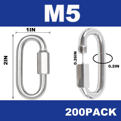 200 Conectores Cadena Eslabones 2pulg Acero Galvanizado M5