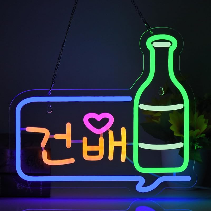 Letrero neón Cheers LED para bar Soju USB