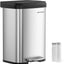 Basurero cocina acero inox 50L pedal plateado y negro