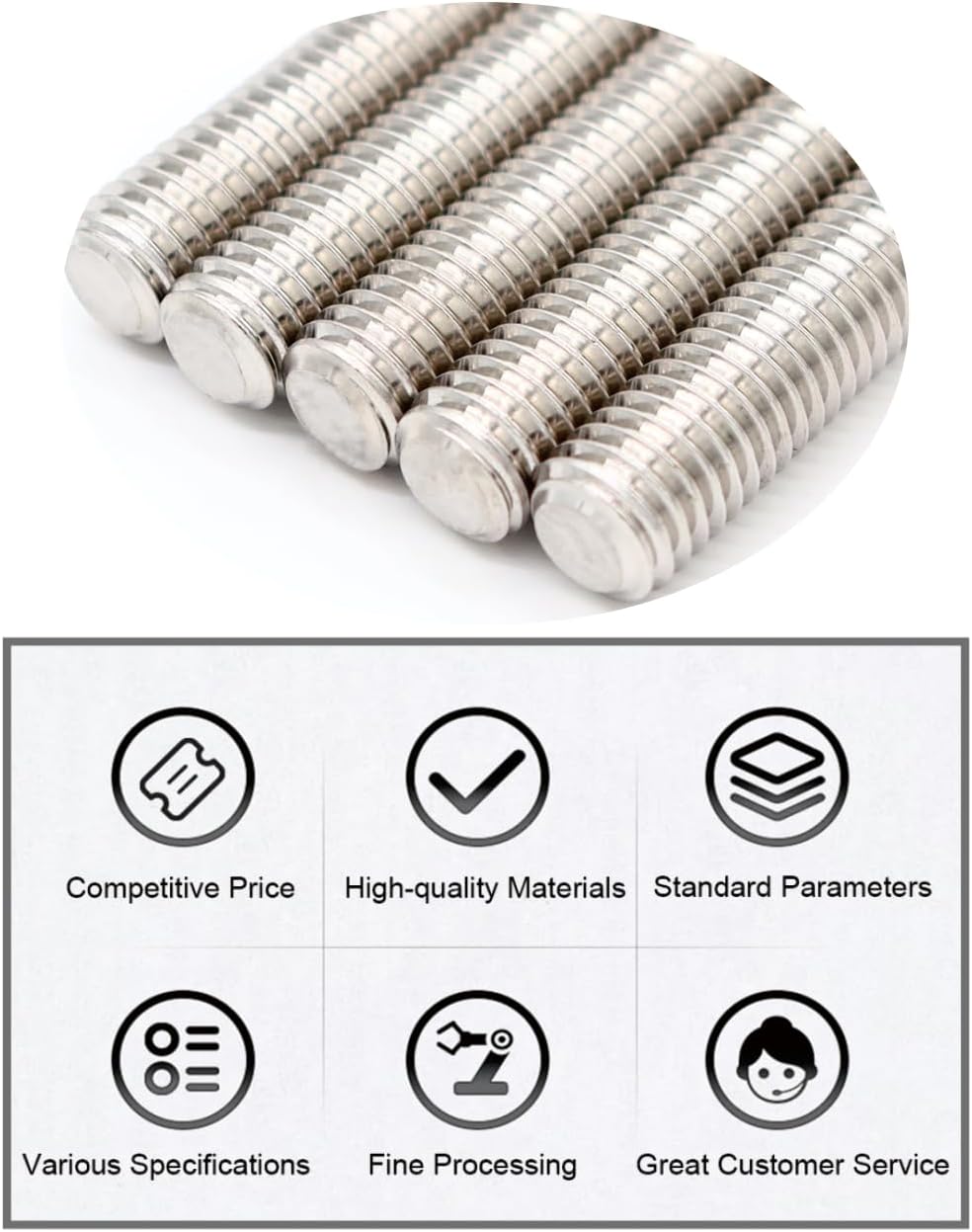 Pernos varilla 3/8-16 acero inox 304 10pulg set 2