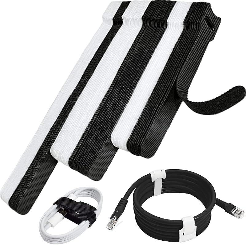 70 Pzas Bridas Cable Reutilizables Negro Blanco