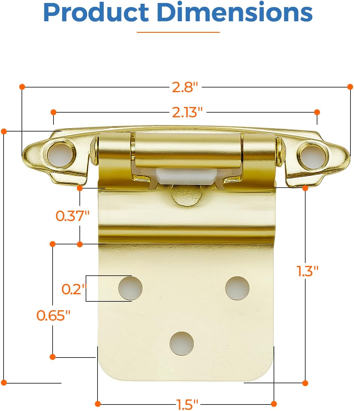 Set 20 bisagras 3/8pulg doradas semiocultas para armarios