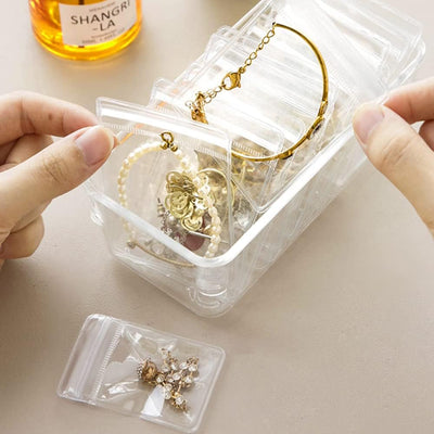 100 Bolsas PVC Joyería con Cierre Cremallera Antideslustre
