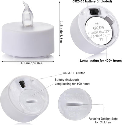 50 Velas LED sin llama control remoto blanco cálido