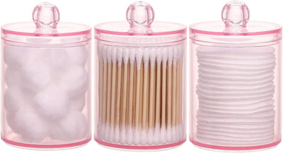 3 Soportes Qtip 10oz Organiz. Maquillaje Rosa