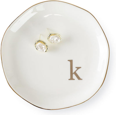 Bandeja anillos con iniciales K regalo boda cumpleaños