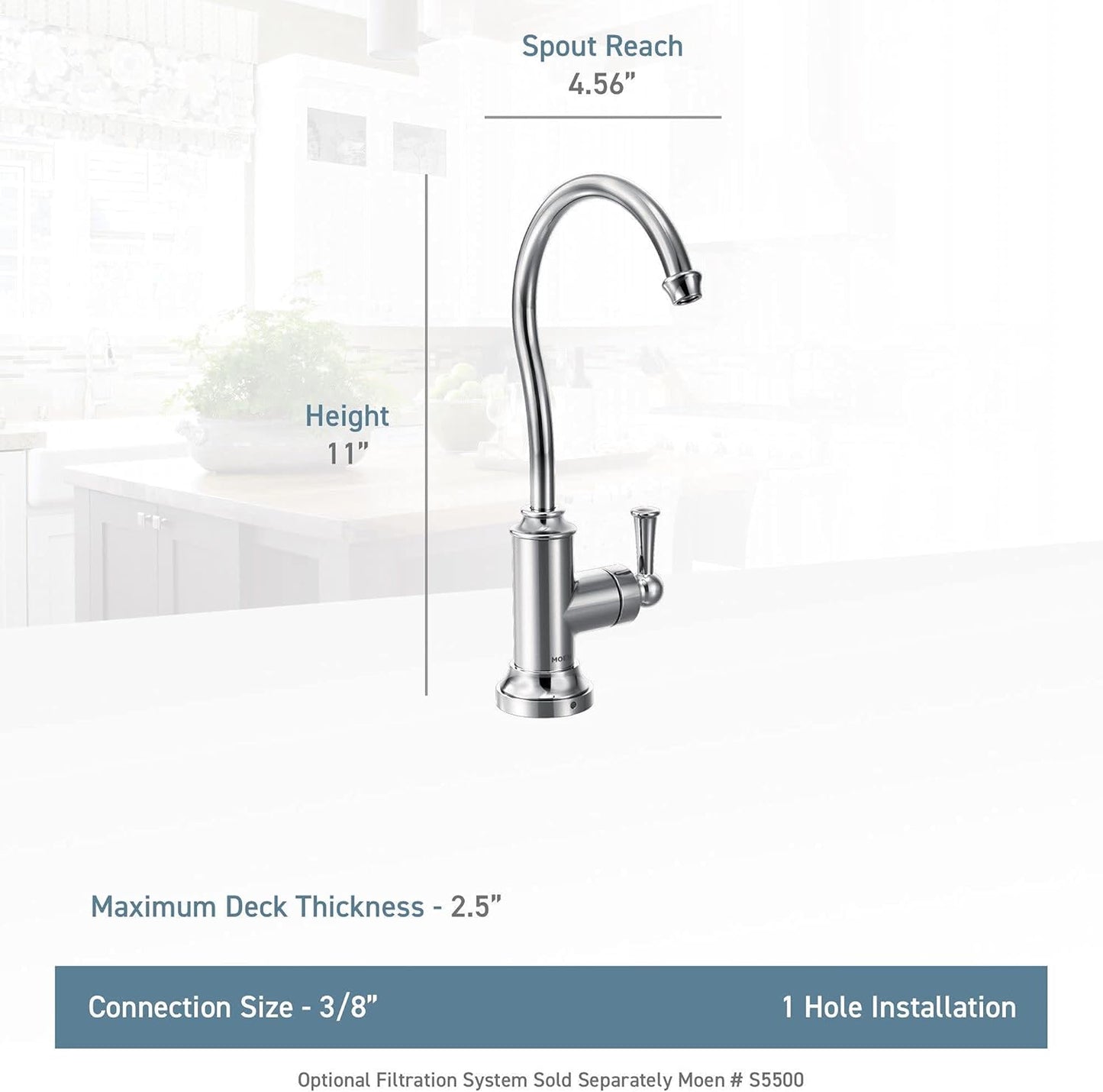 Grifo bebidas cocina agua fría sistema filtración dorado