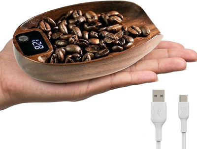 Báscula cocina recargable madera nogal sensor táctil