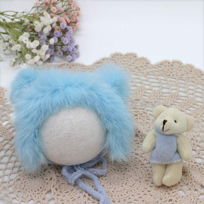 Manta envolvente bebé gorro oso accesorios Azul