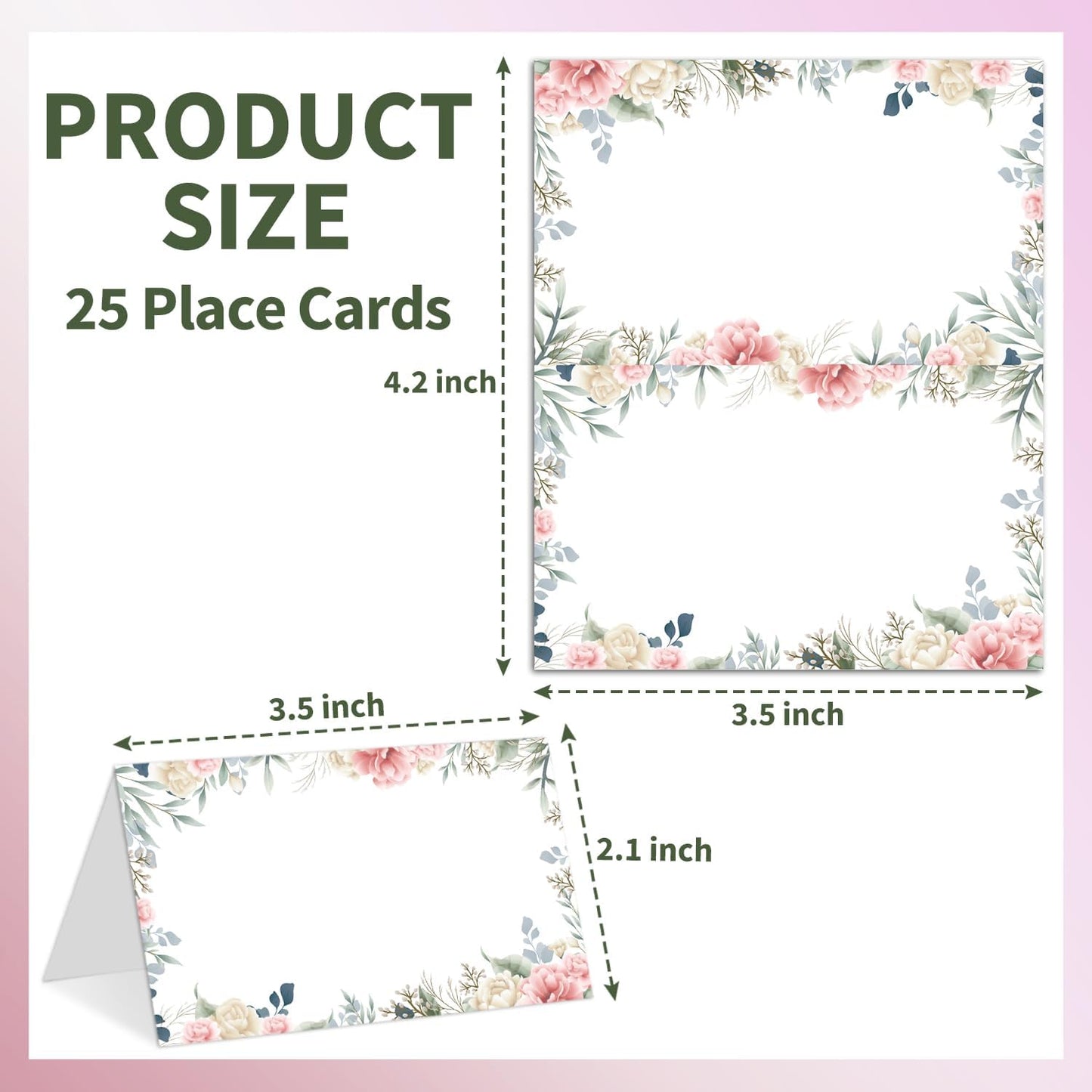 25 Tarjetas Lugar Florales para Mesa Boda Fiesta