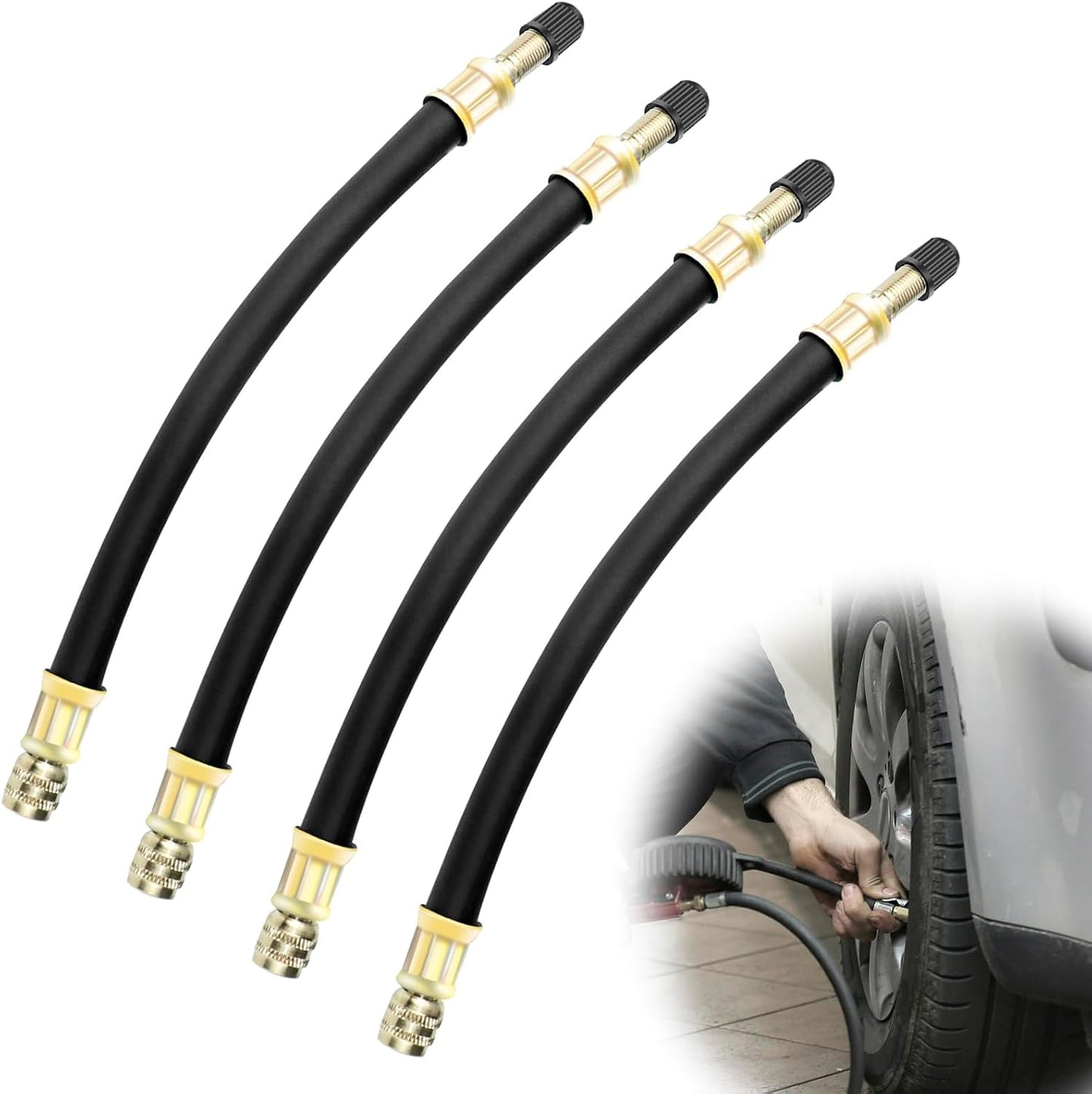 4 Extens. Vástago Válvula 8.25pulg Negro Universal