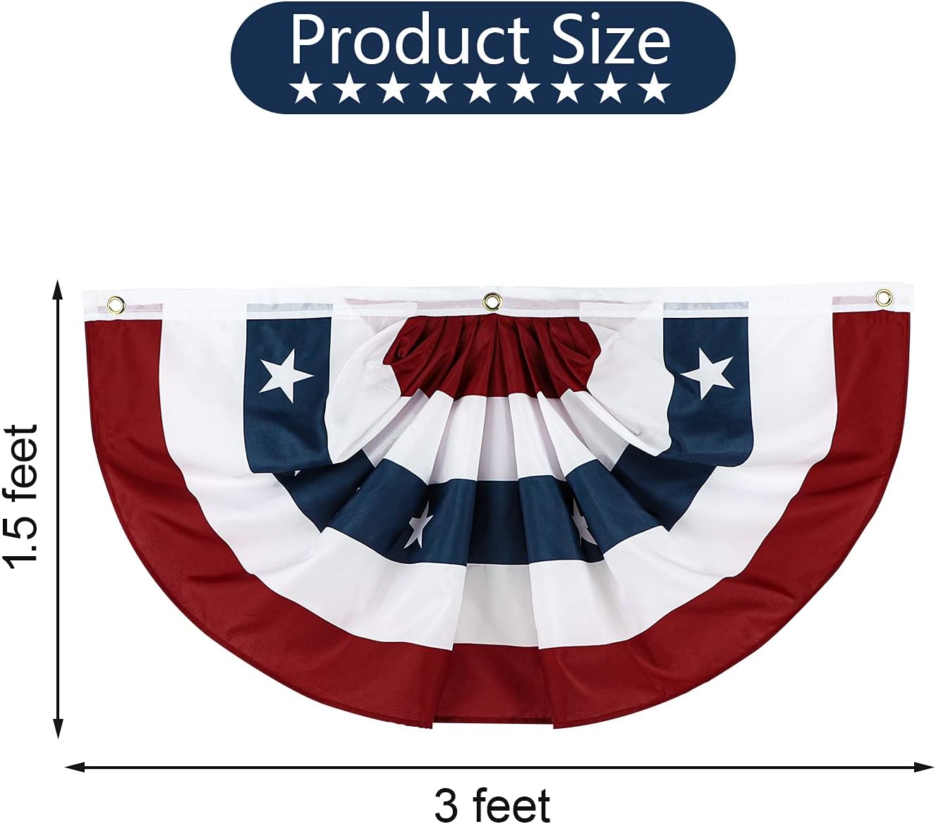 Bandera plisada EE.UU. 1.5x3pies estrellas y rayas resistente
