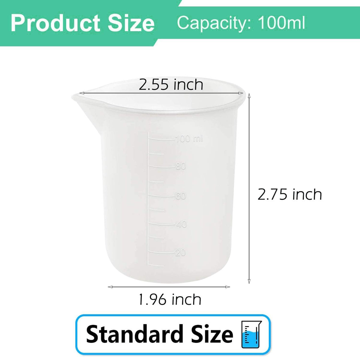 10 Tazas Medidoras Silicón 3.4oz Antiadherentes