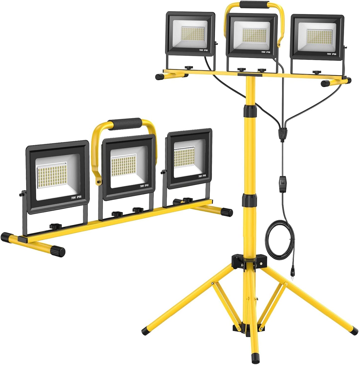 Luces LED trabajo 21000 lúmenes 3 cabezales trípode plegable