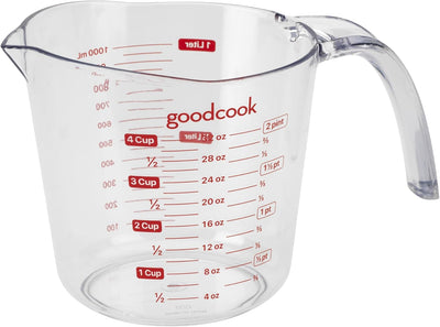 Taza medidora plástico transparente con pico cónico 4 tazas
