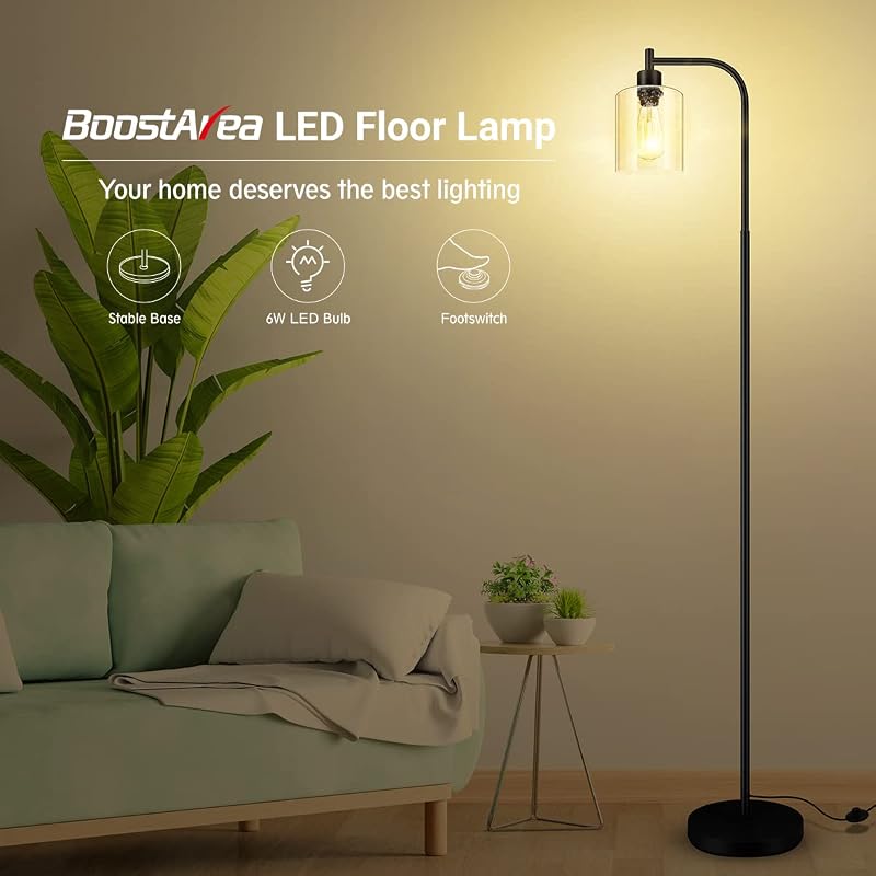 Lámpara pie moderna vidrio sembrado 65" LED incluida