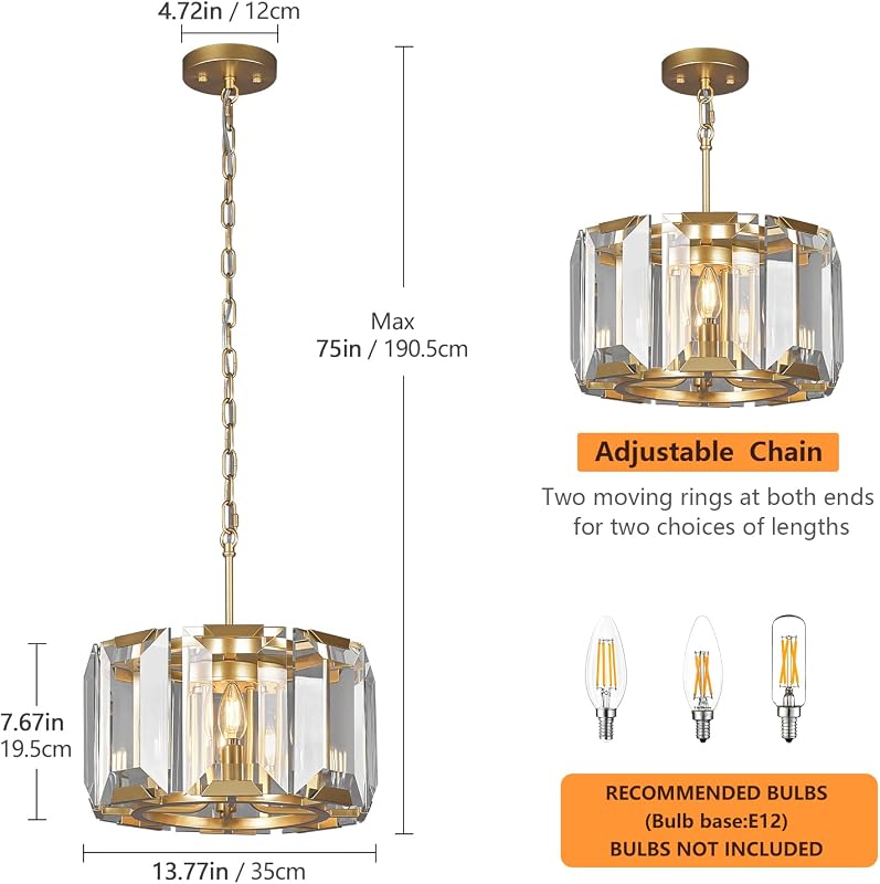 Candelabro cristal dorado colgante dormitorio comedor