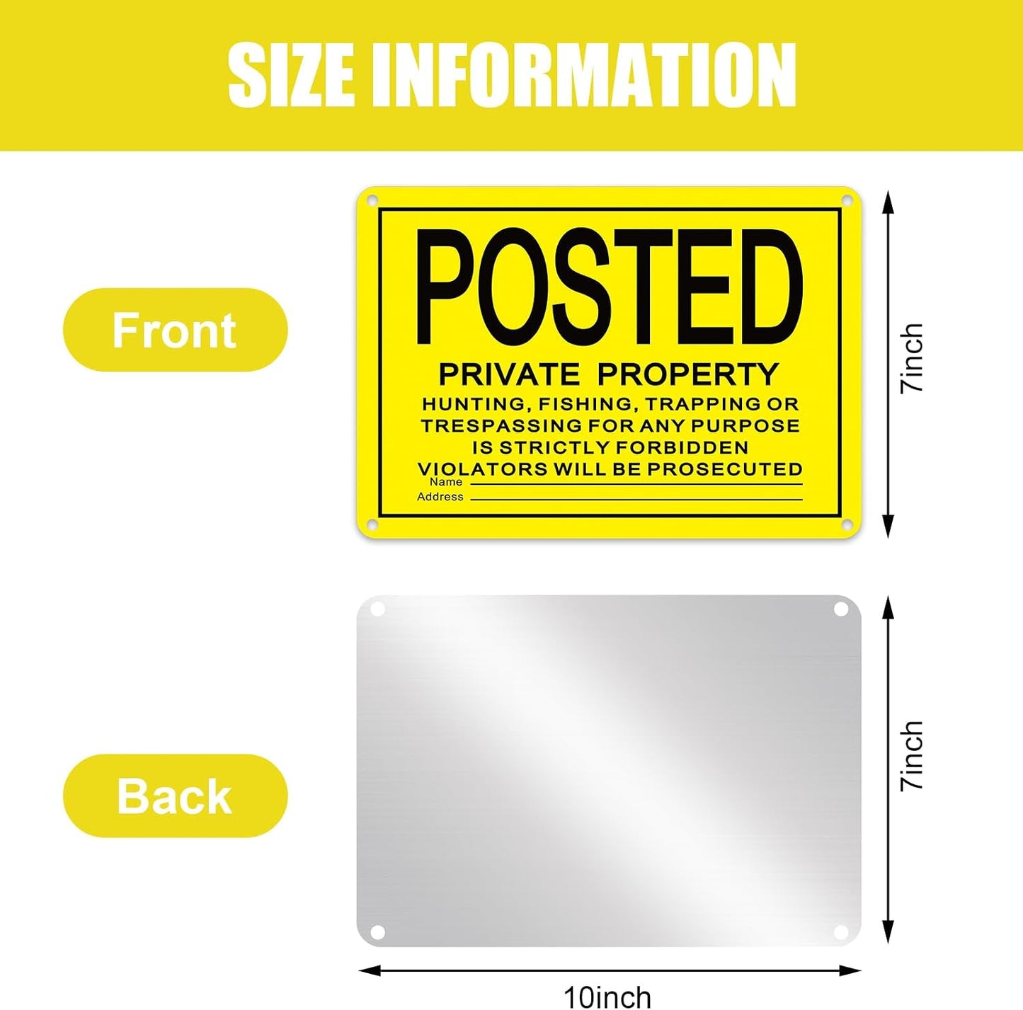 40 Carteles No Intercepción 7x10pulg Aluminio Amarillo