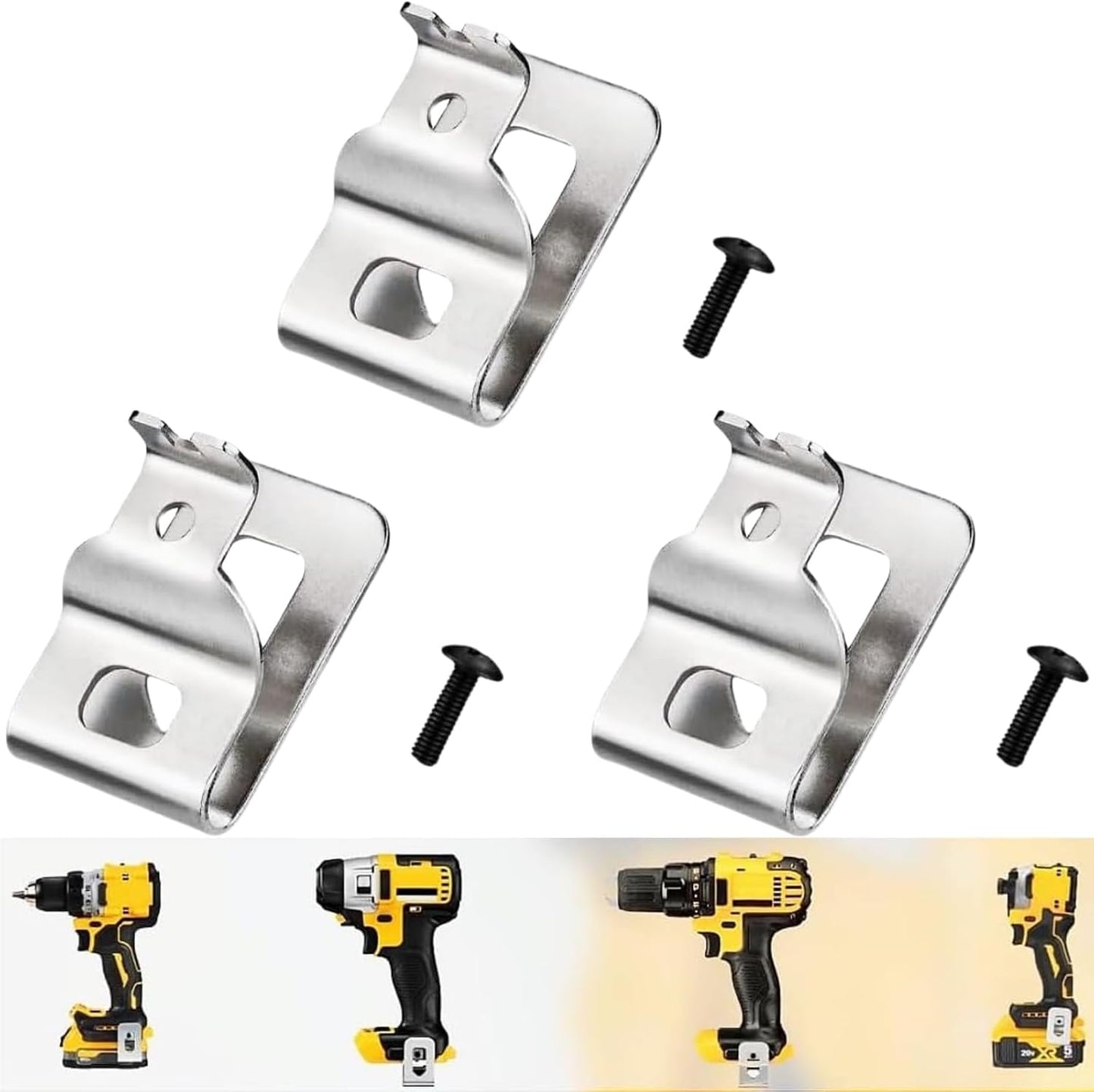 Set 3 Pzas Clips Taladro 20V Acero Inox para DCD980/DCD985