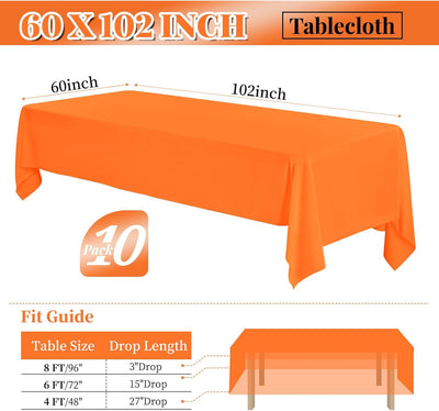 10 Manteles Poliéster 60x102pulg Resistentes Manchas Naranja