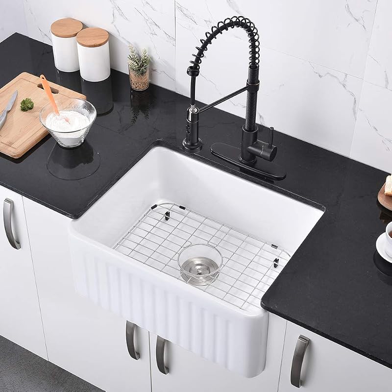 Fregadero cocina blanco 24x18" arcilla refractaria