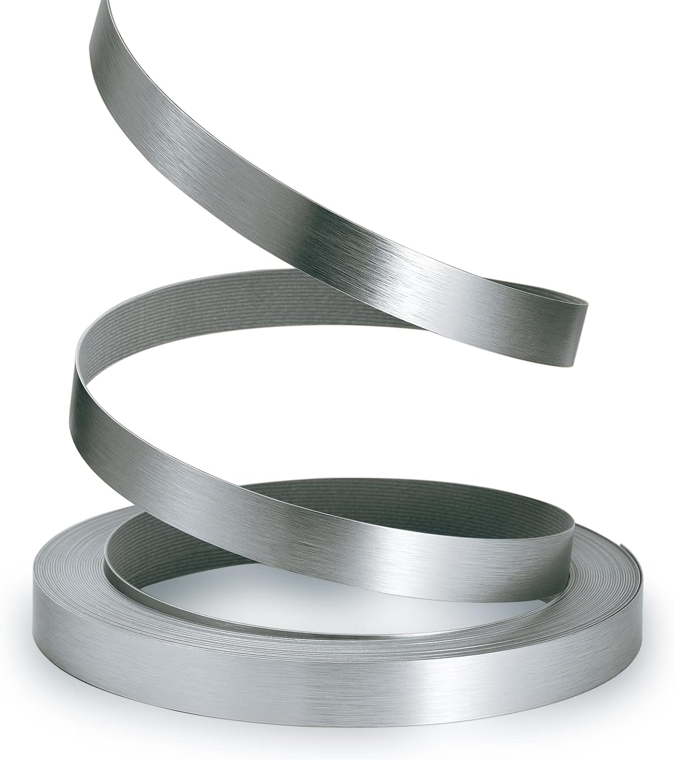 Bandas borde PVC 3/4pulg x25ft aluminio cepillado gris