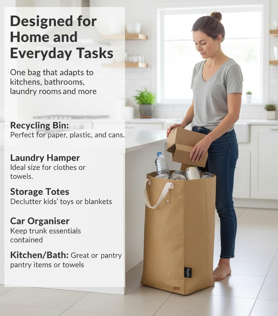 Bolsa papel reutiliz. para reciclaje y lavandería marrón