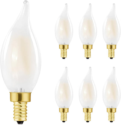 Bombilla LED E12 tipo B 2700K blanco cálido 6W pack 6