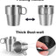 4 Tazas Camping Acero Inox 10oz Doble Pared Plegable