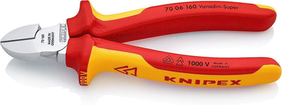 Alicates corte diagonal Knipex 160mm cromados aislados