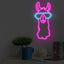 Letrero neón con llama y gafas sol decoración hogar mascotas