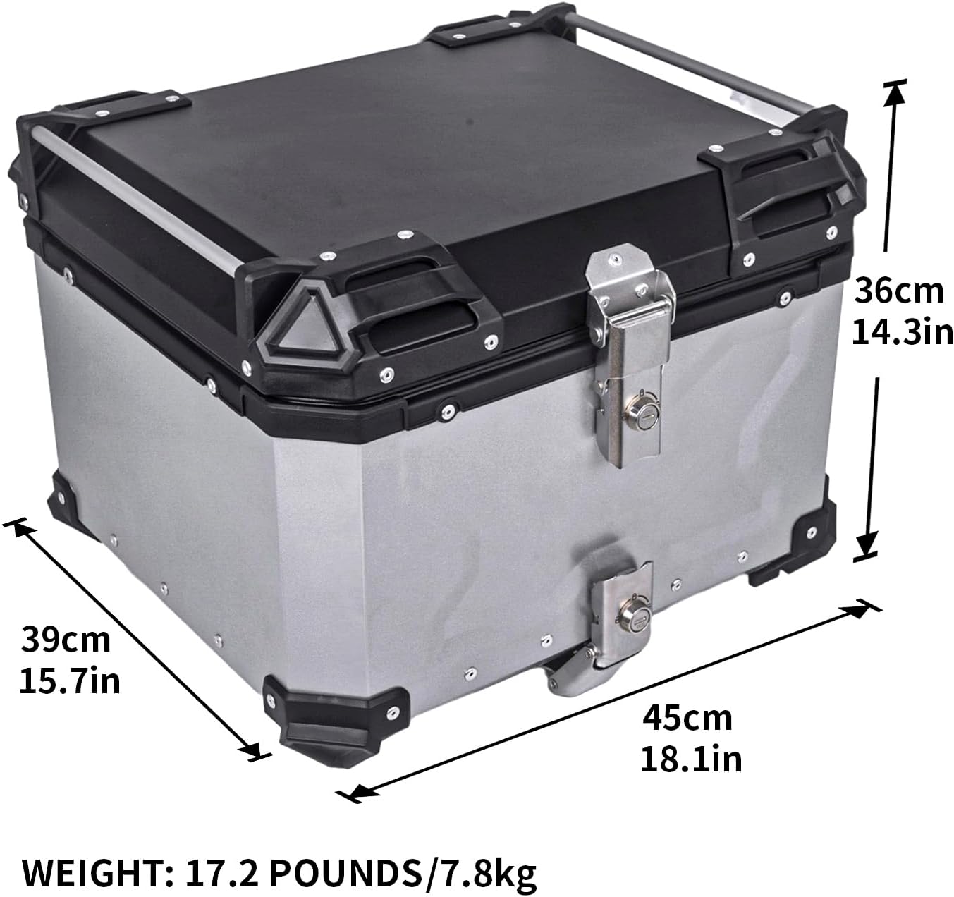 Caja superior para motocicleta 55l impermeable plateado
