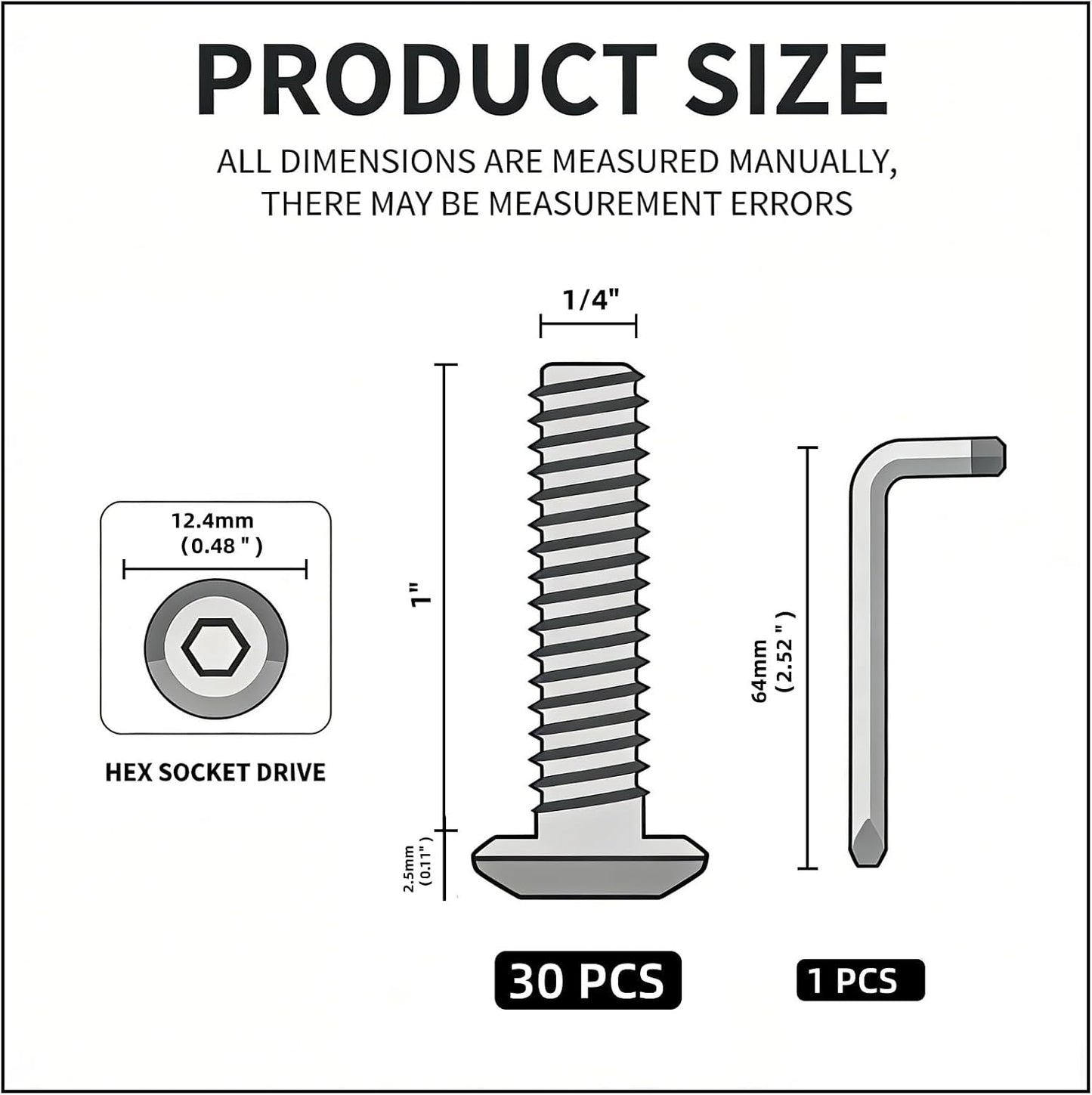 Tornillos hex 1/4-20 x 1 acero inox 304 brillante