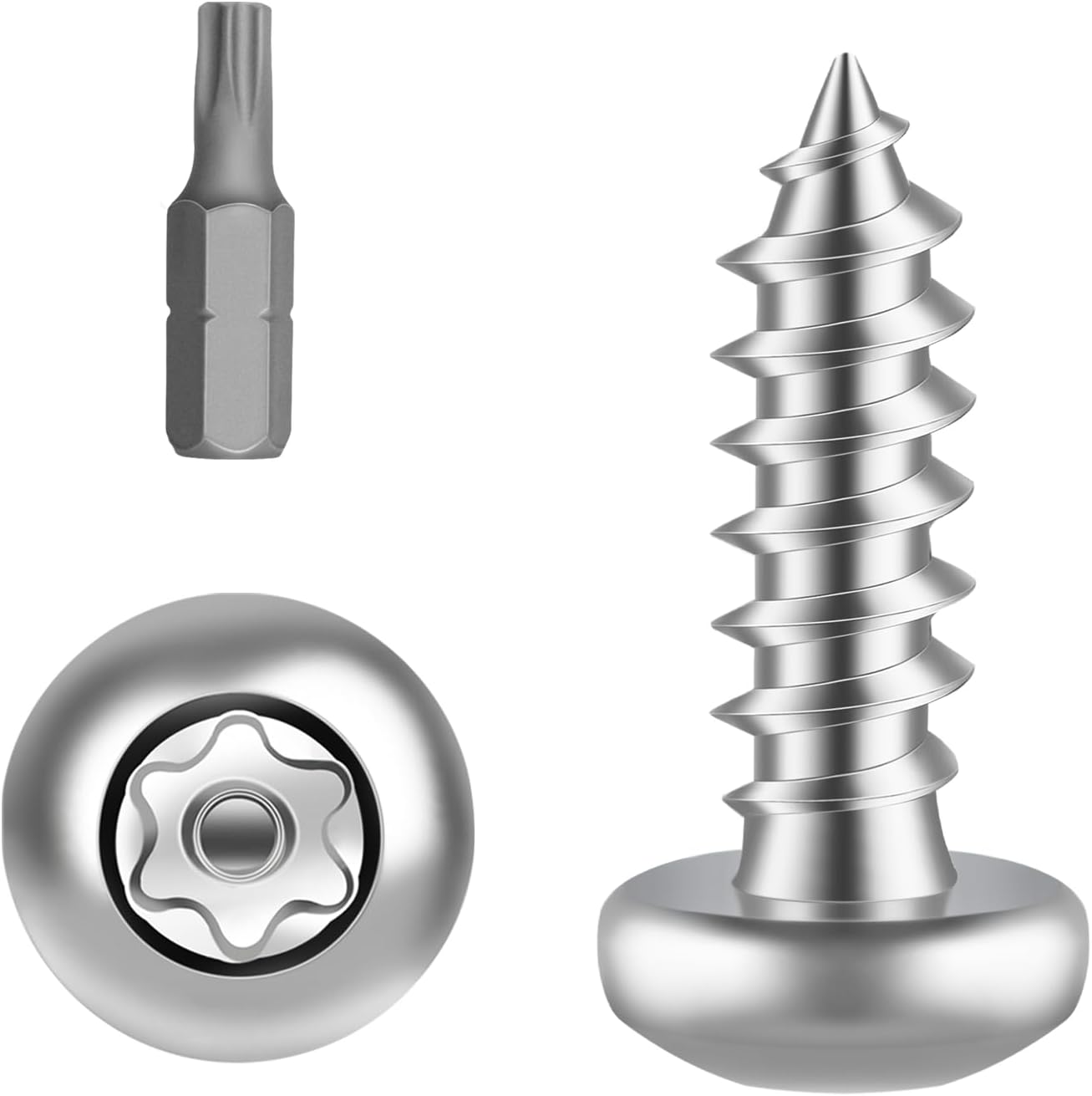 Tornillos Torx acero inox s plateados antirrobo T25 50pzas
