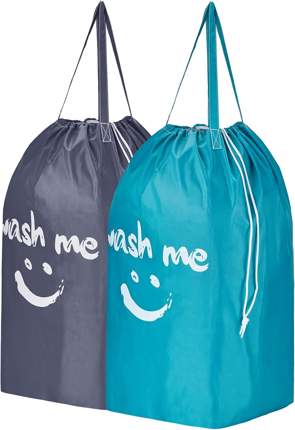 2 Bolsas Lavandería Viaje con Asas Base Cuadrada Azul Claro
