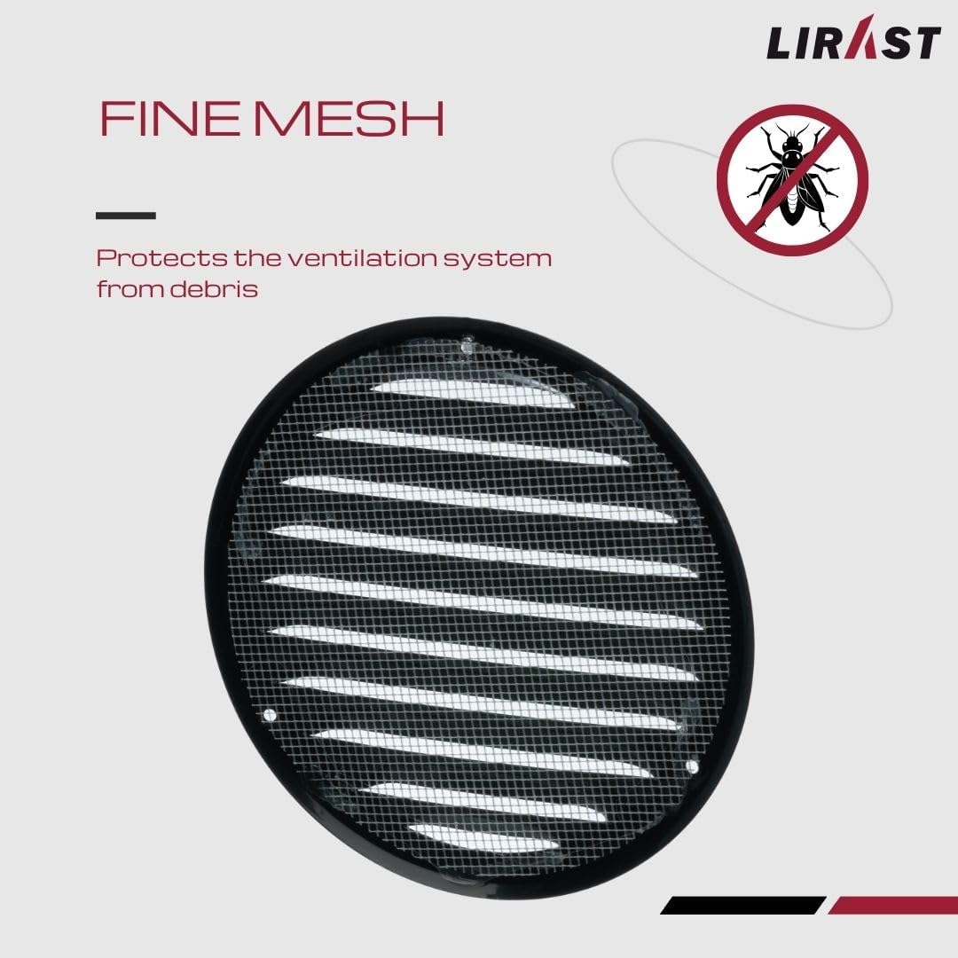 Cubierta ventilación redonda 5pulg para pared techo malla negra